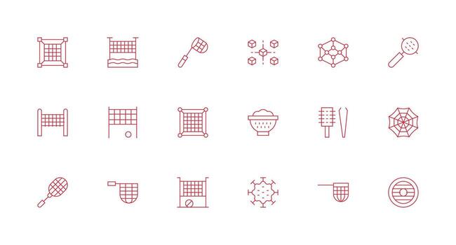 Red line icons for design projects vector