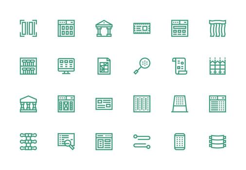 Vector icons of buildings and digital tools