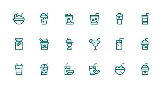 Smoothie Icon Collection with 18 Strong Stroke Line Designs Multi-Style Icon Collection vector