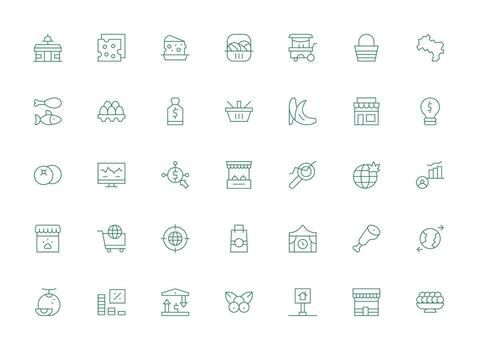 Light Line Icons from Market Set with 35 Vectors Editable Icon Collection