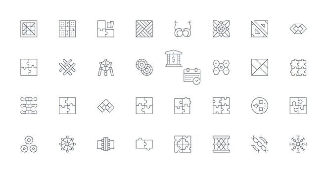 Interlocking featuring 32 Icons in Thin Line Design High-Quality Icon Pack vector