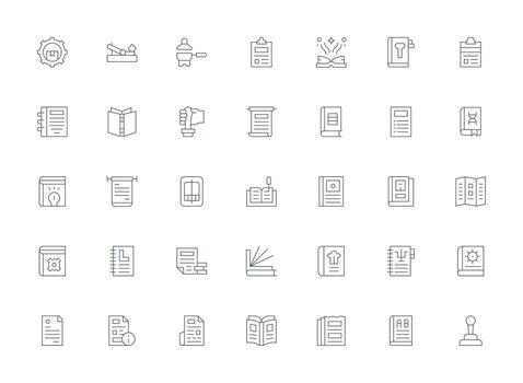 Manual Icon Set with 35 Light Line Graphics Dashboard Icon Series vector