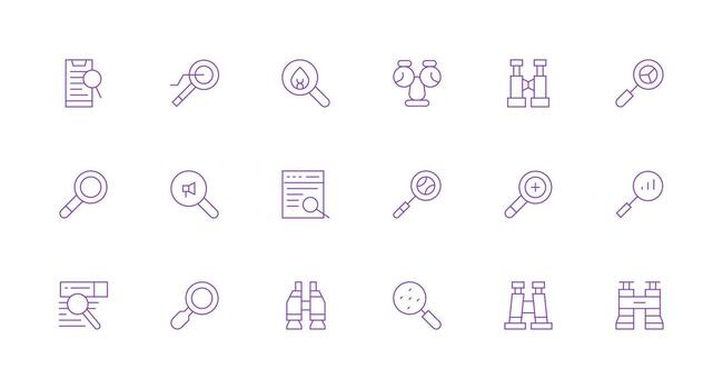 Magnifying featuring 18 Icons in Minimal Line Design Flexible Icon System for Web Interfaces vector