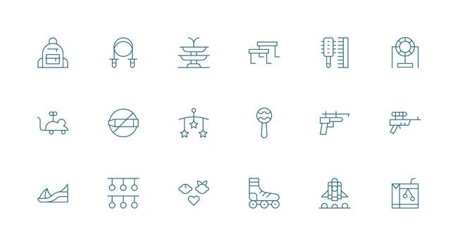 Minimal Line Icons from Children Set with 18 Vectors Flexible Icon System for Web Interfaces