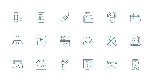 Pocket Set with 18 Minimal Line Icons Customizable Icon Series for Mobile Screens vector
