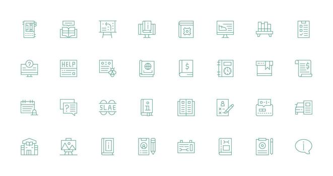 Documentation featuring 32 Icons in Thin Line Design Modern Line and Glyph Icon Series vector