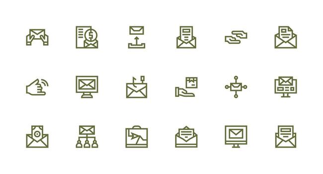 18 Send Icons in Strong Stroke Line Aesthetic Responsive Icon Set for Flexible Layouts vector