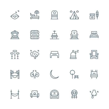 Rest Design Icons featuring 25 in Medium Stroke Outline Style User Interface Icons for Digital Products vector