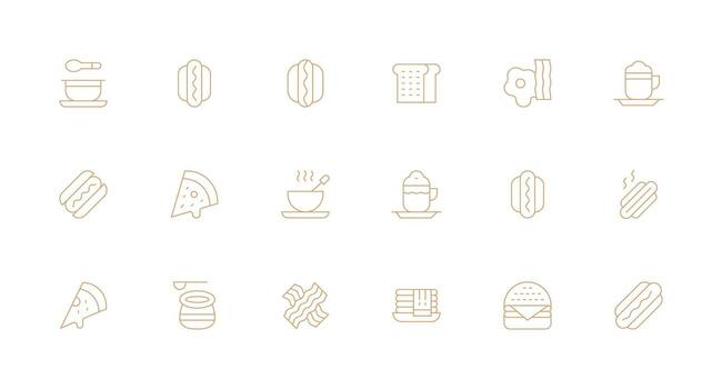 18 Minimal Line Style Icons from Diner Collection App Icon Pack vector