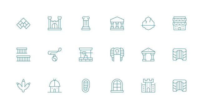 Stone Design Icons featuring 18 in Minimal Line Style Icon Set for Projects vector