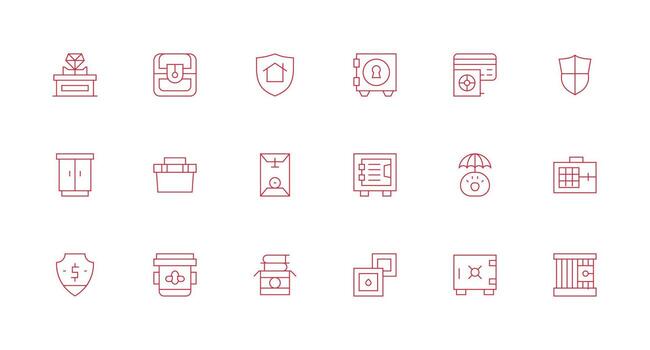 18 Minimal Line Icons for Safekeeping Graphics Organized Pack for Project Assets vector