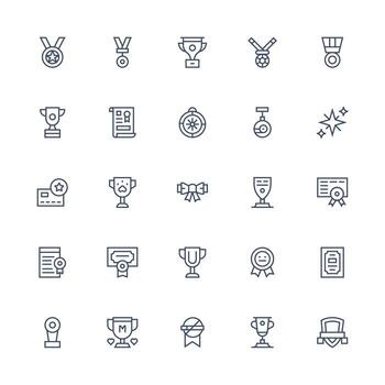 25 Icons for Award in Medium Stroke Outline Format Complete Icon Set for Mobile Apps vector