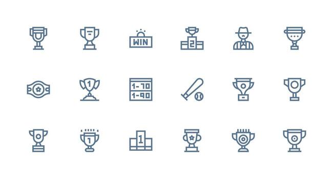 Strong Stroke Line Icons from Contest Set with 18 Vectors UI Icon Set