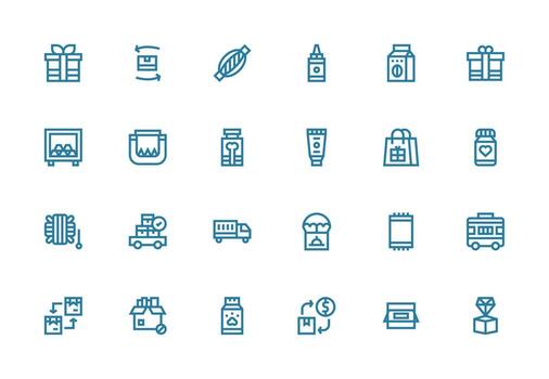 Package Icon Collection with 24 Thick Line Line Designs Minimal Icon Set for Interface Projects vector