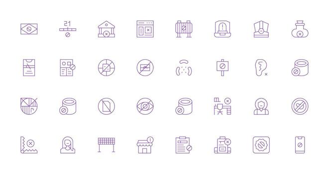 No Access Icon Collection with 32 Thin Line Designs UI-Ready Icon Collection vector