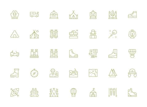 Light Line Style Adventure Icons with 35 Vectors Digital Product Icons for Fast Delivery
