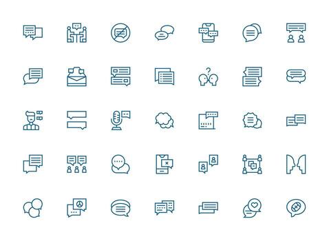 35 Regular Clean Line Vectors for Conversation Theme Core Icon Collection for Daily Tasks