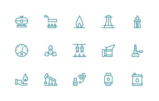 Fuel featuring 15 Icons in Regular Line Design Basic Icon Series vector