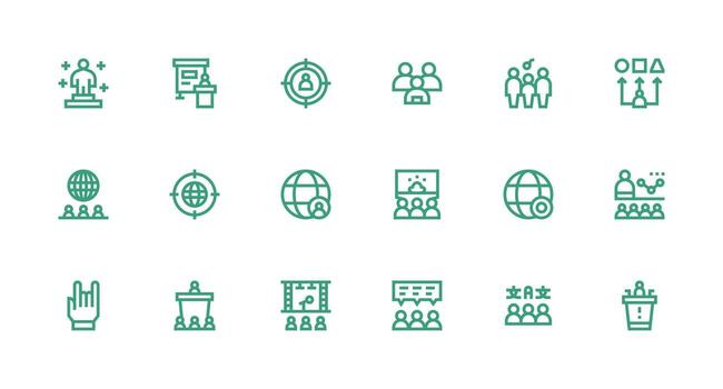 Audience Design Icons featuring 18 in Strong Stroke Line Style Pixel Perfect Icon Set vector