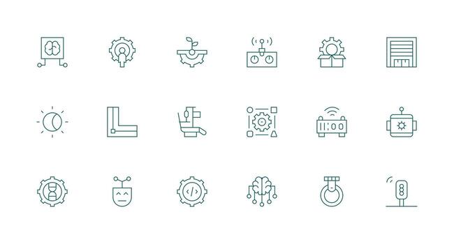 18 mínimo línea diseños para automatización íconos de múltiples fines icono conjunto vector