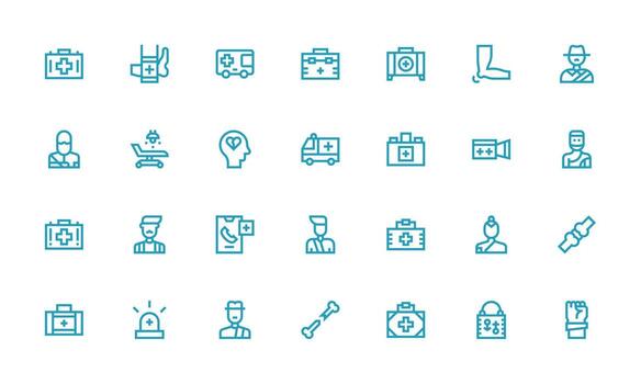 Trauma Set with 28 Bold Line Icons Reliable Icons for All Interfaces vector