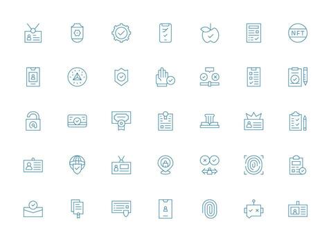Light Line Style Verification Icons with 35 Vectors General Use Icon Pack
