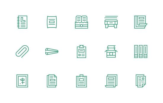 15 Regular Line Designs for Binder Icons Minimal Icon Set for Interface Projects vector