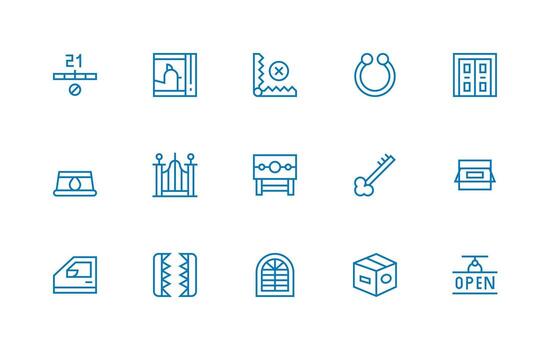 Closed Icon Collection with 15 Regular Line Designs Essential Icon Set for Teams vector