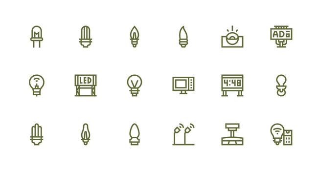 Light bulb and LED icons collection vector