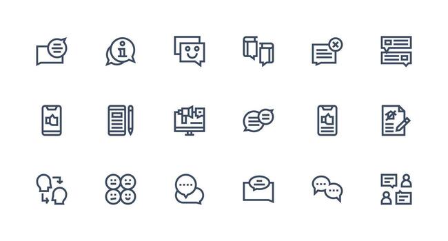 comentario incluso 18 fuerte carrera línea ilustraciones píxel Perfecto íconos para moderno aplicaciones vector