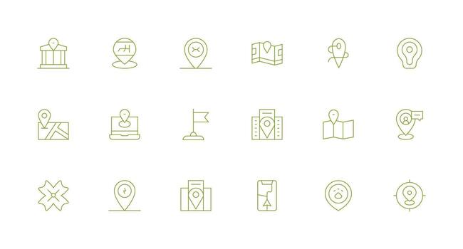 Navigation icons for maps and locations vector