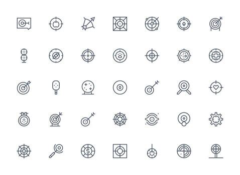 various line target icons vector