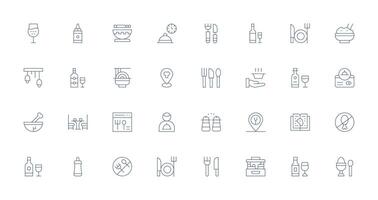 comida incluso 32 Delgado línea ilustraciones general utilizar icono paquete vector