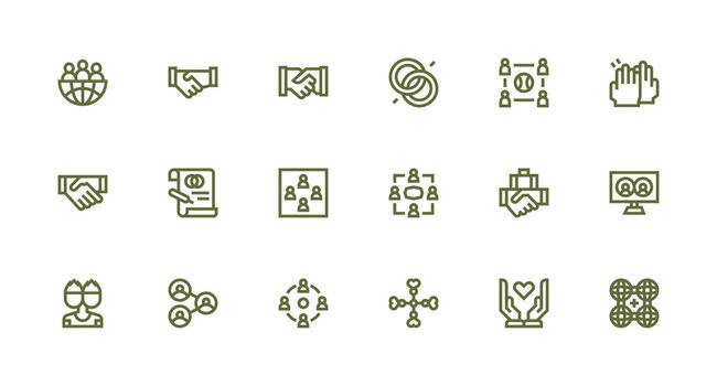 Collaboration and connection icons in green vector