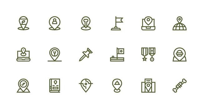 Icons representing locations and mapping tools vector
