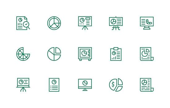 Data analysis and presentation icons collection vector