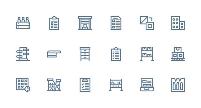 Icons representing business operations and processes vector