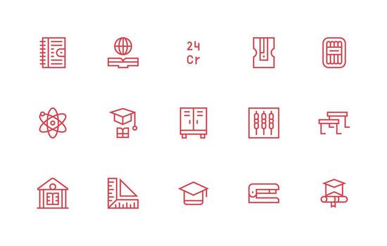 Educational icons for teaching resources vector