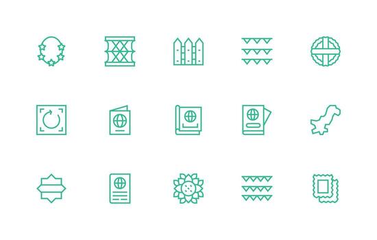 15 regular línea diseños para frontera íconos de múltiples fines icono conjunto vector