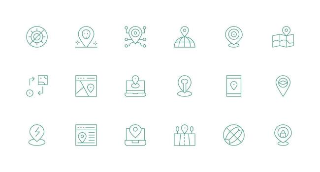 Geo Icon Set with 18 Minimal Line Graphics Neutral Style Icons for Any Project vector