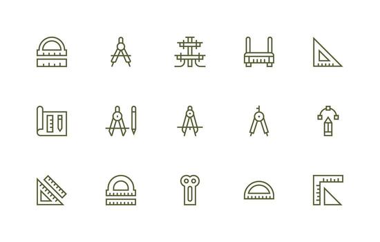 Cad featuring 15 Icons in Regular Line Design Organized Glyph Icons for Fast Design vector