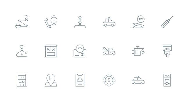 Service Icon Set with 18 Minimal Line Graphics Glyph Icon Series vector