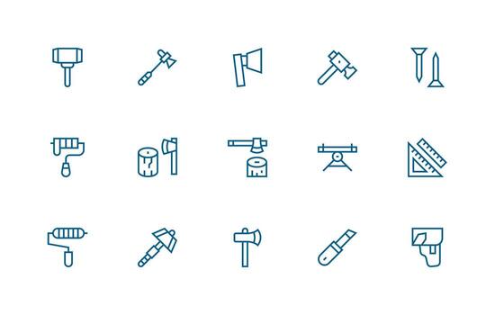 Regular Line Icons from Carpenter Set with 15 Vectors Balanced Icon Set for Functional Design