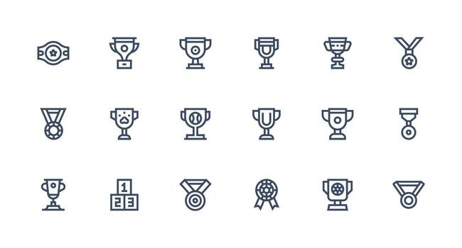 18 Strong Stroke Line Icons for Third Place Graphics Essential Icons for Rapid UI Building vector