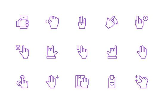 15 Regular Line Style Icons from Touch Collection Neutral Style Icons for Any Project vector