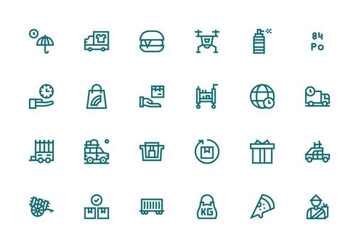 24 Thick Line Line Vectors for Delivery Theme Multi-Style Icons for Creative Projects