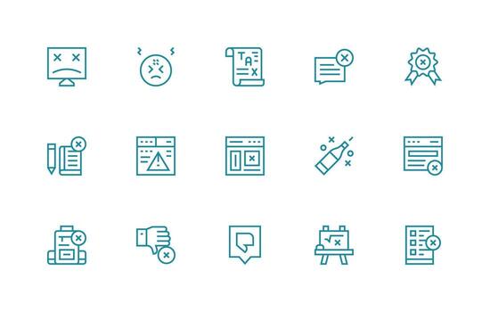15 Icons for Incorrect in Regular Line Format Flexible Icon System for Web Interfaces vector
