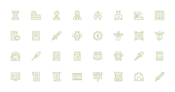 Thin Line Icons from History Set with 32 Vectors Professional Icon Pack for Development Work