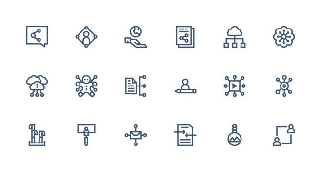 18 Strong Stroke Line Style Icons from Sharing Collection Multi-Style Icon Collection vector