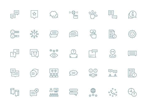 Feedback Icon Set with 35 Light Line Graphics Editable Icon Collection vector